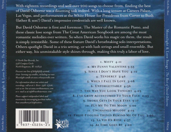 David Osborne - Moonlight & Love Songs (Classic Favorites From The 30's To The 50's) (CD, Comp) (Near Mint (NM or M-)) - Image 2