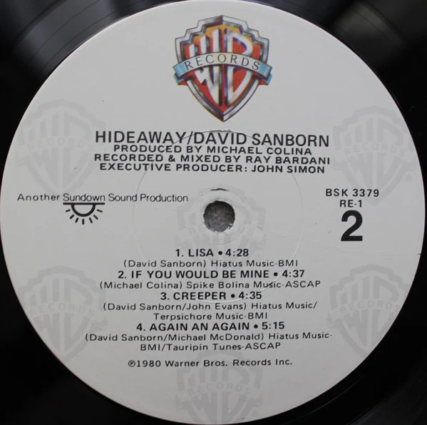 David Sanborn - Hideaway (LP, Album, Win) (Near Mint (NM or M-)) - Image 4