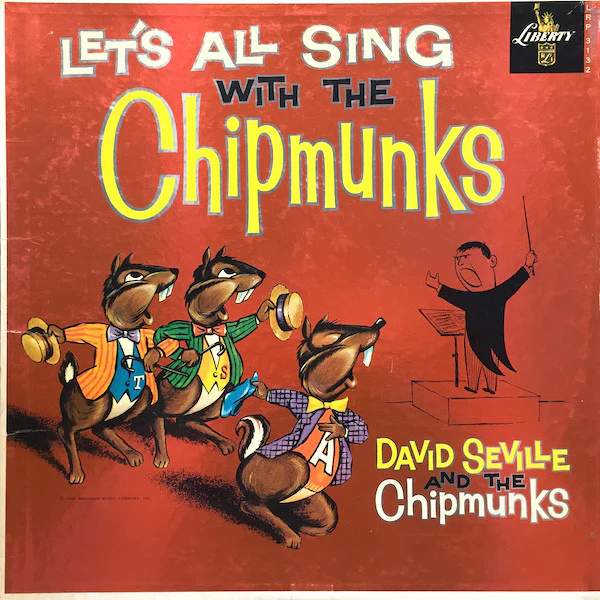 David Seville And The Chipmunks - Let's All Sing With The Chipmunks (LP, Album, Mono, Red) (Very Good (VG))