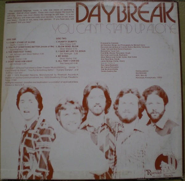 Daybreak  - You Can't Stand Up Alone (LP, Album, RE) (Very Good Plus (VG+)) - Image 2