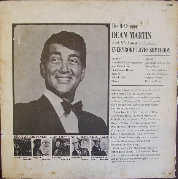 Dean Martin - Everybody Loves Somebody - The Hit Version (LP, Album, Mono) (Near Mint (NM or M-)) - Image 2