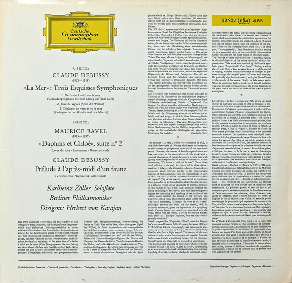 Claude Debussy / Maurice Ravel - Berliner Philharmoniker · Herbert von Karajan - La Mer · Prélude À L'Après-Midi D'Un Faune / Daphnis Et Chloé, Suite N° 2 (LP, RE) (Near Mint (NM or M-)) - Image 2