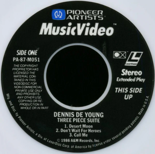 Dennis DeYoung - Three Piece Suite (Laserdisc, 8", S/Sided, NTSC, CLV) (Near Mint (NM or M-)) - Image 3