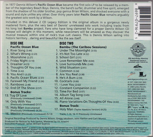Dennis Wilson - Pacific Ocean Blue (CD, Album, Enh, RE, RM + CD, Album + Dlx, Dig) (Very Good Plus (VG+)) - Image 2