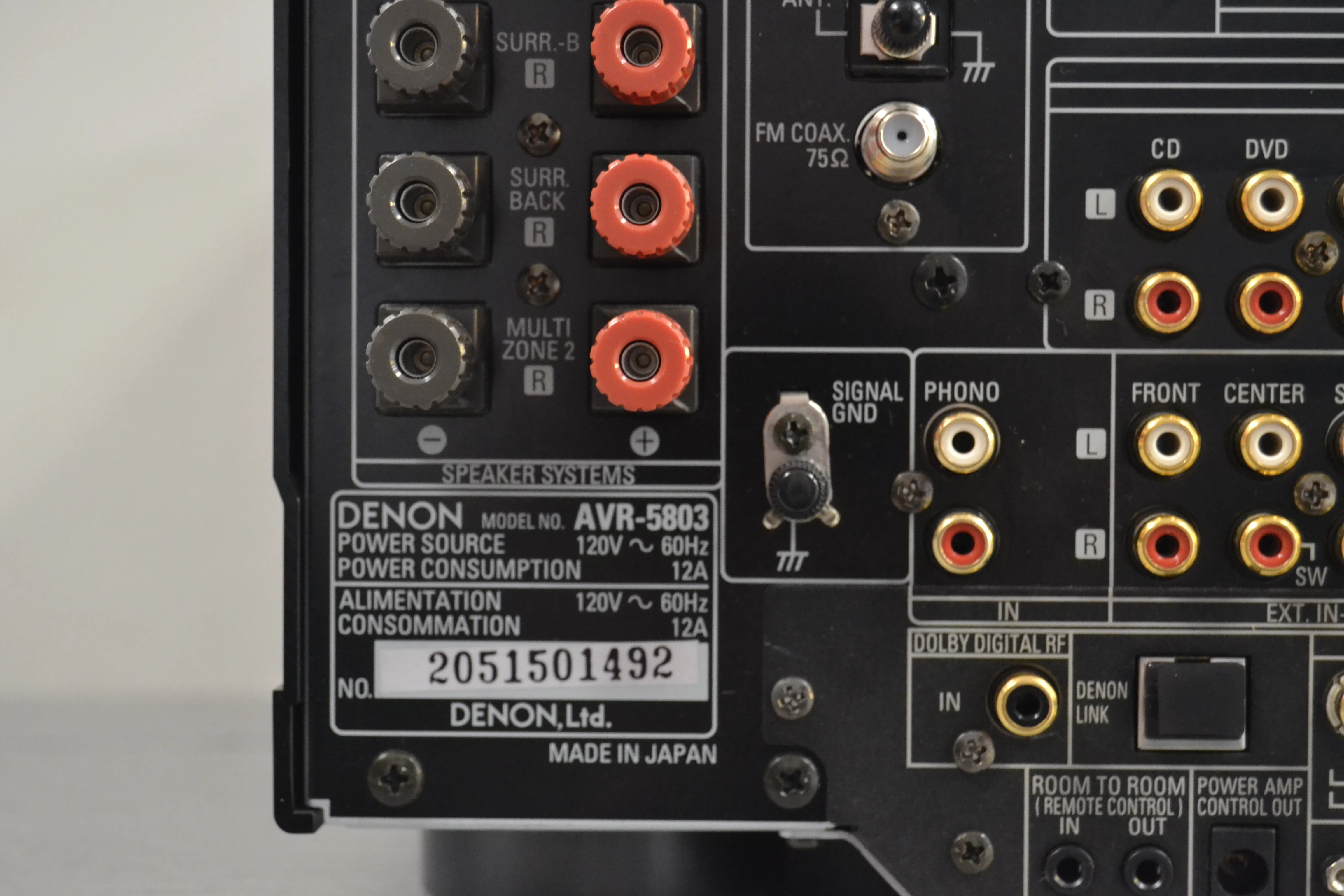 Denon AVR-5803 Stereo AV Receiver * RC8000 Remote * RC8001St Base * Manual - Image 18