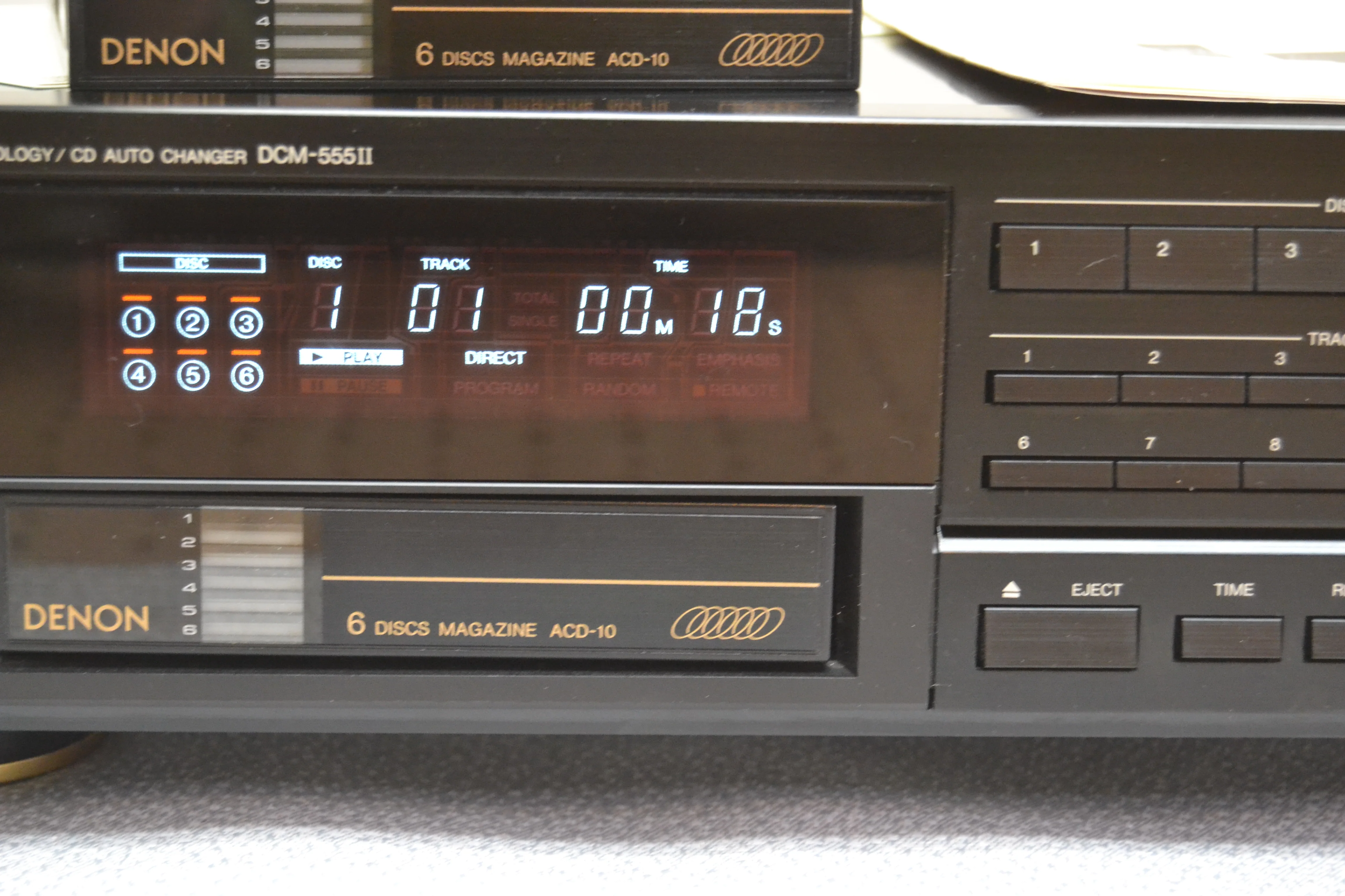 Denon DCM-555II Six Disc Cartridge CD Changer * Remote * 2nd Cartridge * Manual * Serviced * New Belts - Image 3