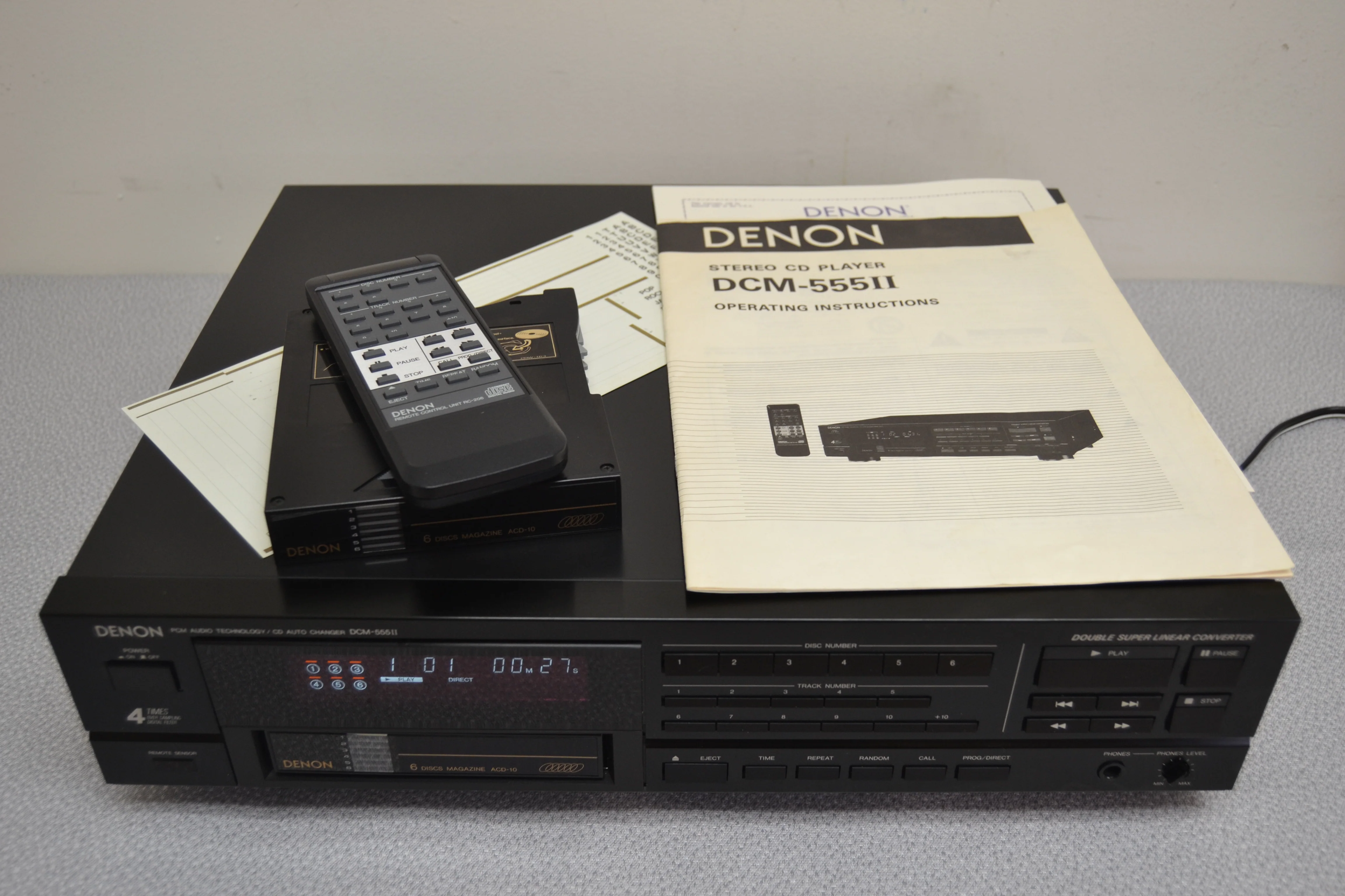 Denon DCM-555II Six Disc Cartridge CD Changer * Remote * 2nd Cartridge * Manual * Serviced * New Belts - Image 6