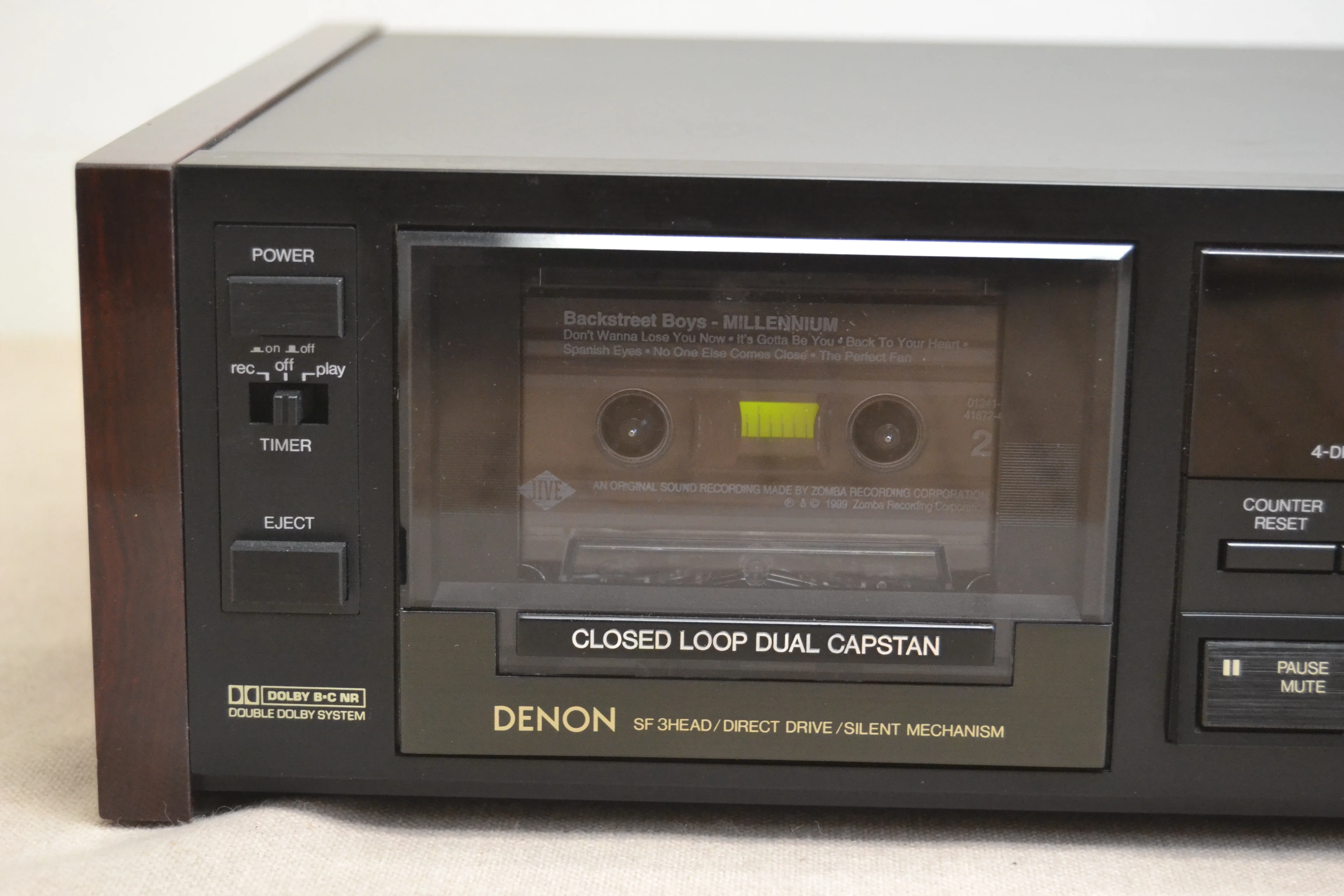 Denon DR-M44 Single Cassette Deck * Wood Grain Panels * 3 Heads - Image 2