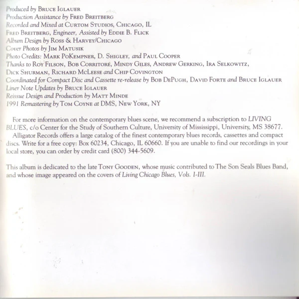 Detroit Junior / Luther "Guitar Junior" Johnson / Queen Sylvia Embry, Big Leon Brooks' Blues Harp Band, Andrew Brown - Living Chicago Blues - Volume Number 4 (CD, Comp) (Near Mint (NM or M-)) - Image 5