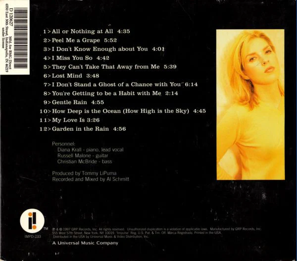 Diana Krall - Love Scenes (CD, Album, Club, Dig) (Mint (M)) - Image 2