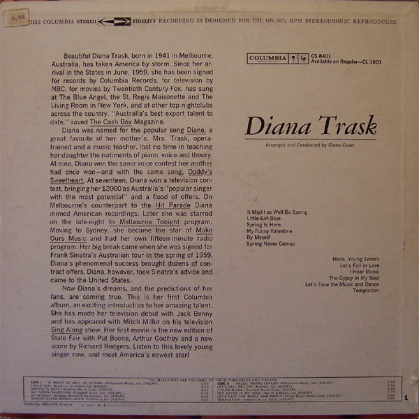 Diana Trask - Diana Trask (LP, Album) (Very Good Plus (VG+)) - Image 2