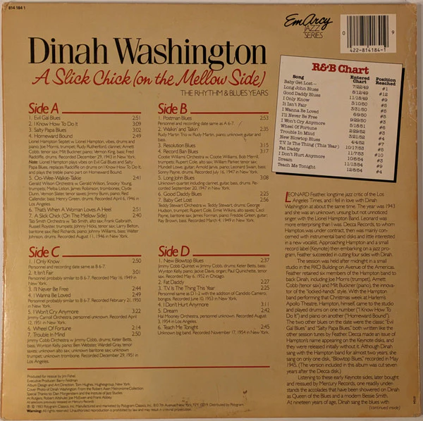 Dinah Washington - A Slick Chick (On The Mellow Side) - The Rhythm & Blues Years (2xLP, Comp) (Near Mint (NM or M-)) - Image 2