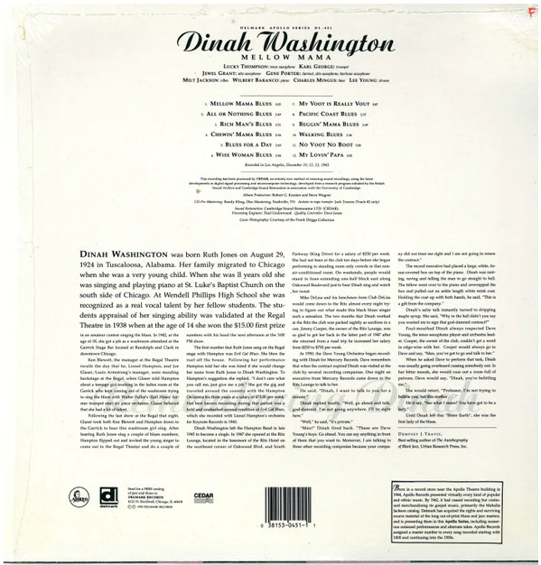 Dinah Washington - Mellow Mama (LP, Album, Comp, Mono) (Very Good Plus (VG+)) - Image 2