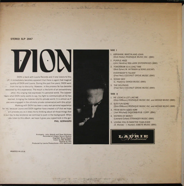Dion - Dion (LP, Album, Roc) (Very Good (VG)) - Image 2