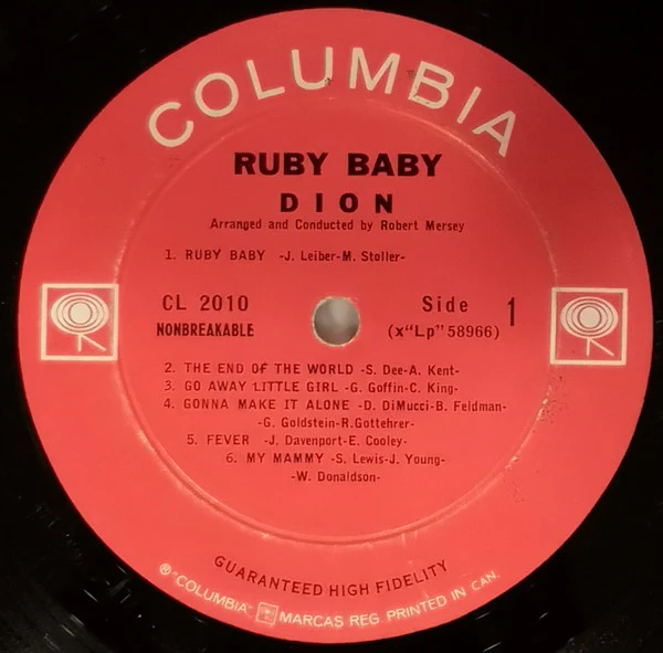 Dion - Ruby Baby (LP, Album, Mono) (Very Good Plus (VG+)) - Image 3
