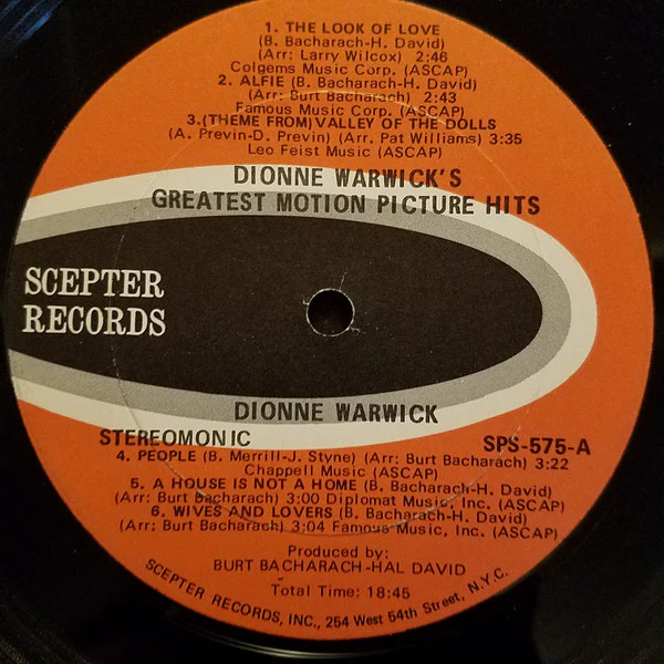 Dionne Warwick - Dionne Warwick's Greatest Motion Picture Hits (LP, Album, Comp, Uni) (Very Good Plus (VG+)) - Image 3