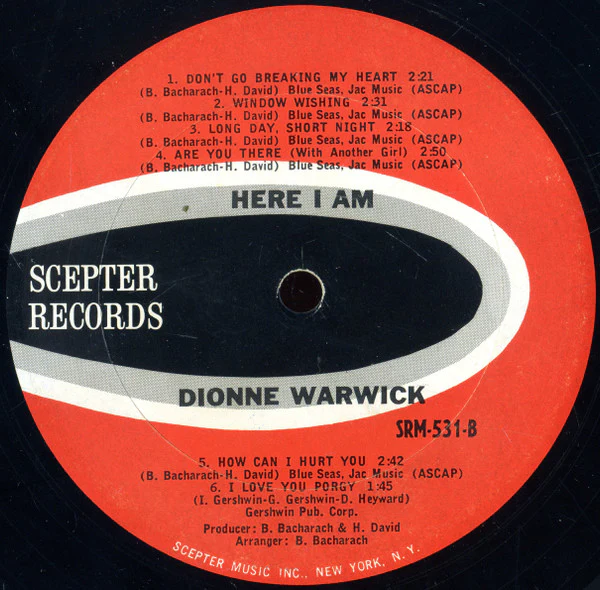 Dionne Warwick - Here I Am (LP, Album, Mono) (Very Good Plus (VG+)) - Image 4