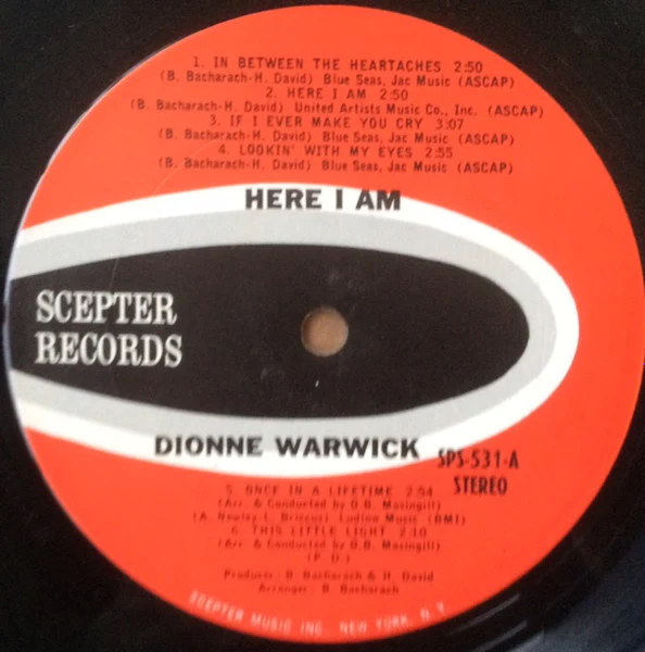 Dionne Warwick - Here I Am (LP, Album) (Very Good Plus (VG+)) - Image 4