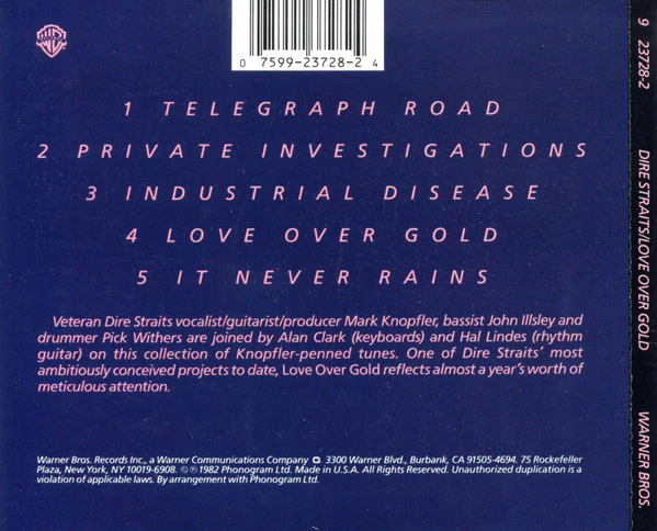 Dire Straits - Love Over Gold (CD, Album, RE) (Very Good Plus (VG+)) - Image 2