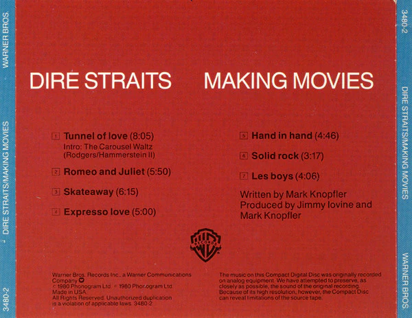 Dire Straits - Making Movies (CD, Album, RE) (Very Good Plus (VG+)) - Image 2