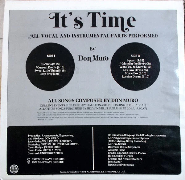 Don Muro - It's Time (LP, Album) (Near Mint (NM or M-)) - Image 2