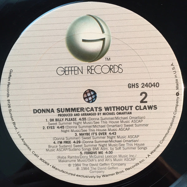 Donna Summer - Cats Without Claws (LP, Album, Club, CRC) NEW & SEALED - Image 4