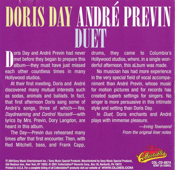 Doris Day, André Previn - Duet (CD, Album, RE) (Near Mint (NM or M-)) - Image 2