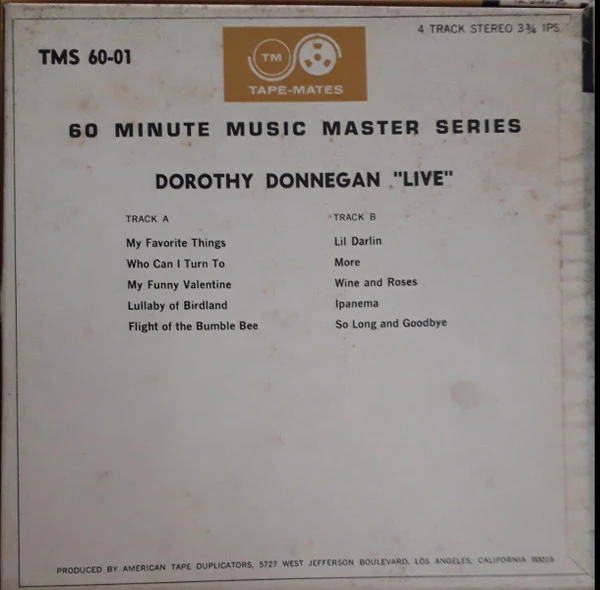 Dorothy Donegan - Live (Reel, 4tr Stereo, Album) (Very Good Plus (VG+)) - Image 3