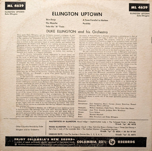 Duke Ellington And His Orchestra - Ellington Uptown (LP, Album, Mono, RP, Hol) (Very Good Plus (VG+)) - Image 2