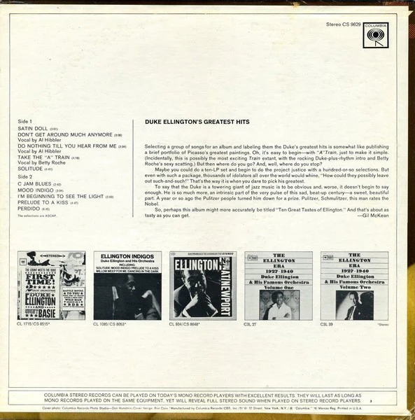 Duke Ellington - Duke Ellington's Greatest Hits (LP, Comp) (Very Good Plus (VG+)) - Image 2