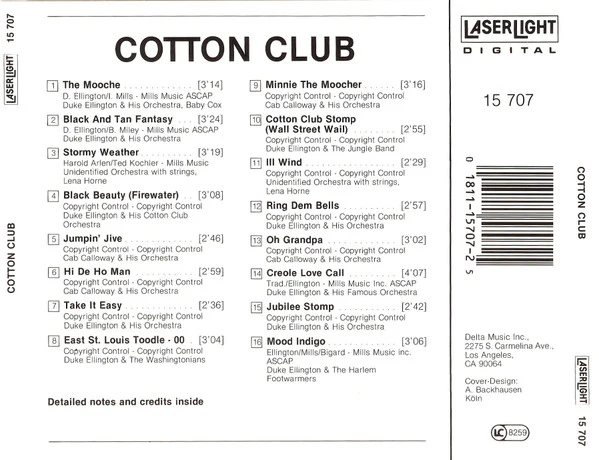 Duke Ellington, Lena Horne, Cab Calloway - Cotton Club Days (CD, Comp) (Near Mint (NM or M-)) - Image 2