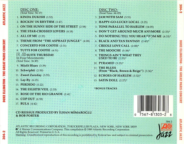 Duke Ellington - The Great Paris Concert (2xCD) (Near Mint (NM or M-)) - Image 2