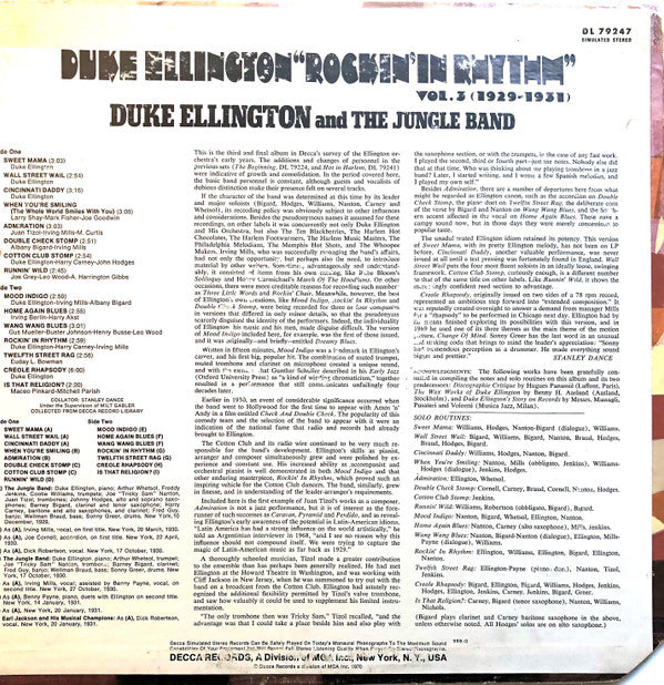 Duke Ellington & The Jungle Band  - Duke Ellington "Rockin' In Rhythm" Vol. 3 (1929-1931) (LP, Comp) (Very Good Plus (VG+)) - Image 2