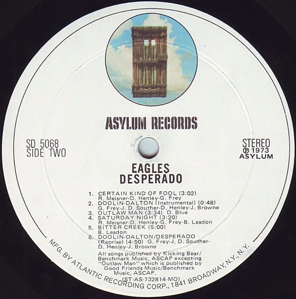 Eagles - Desperado (LP, Album, Mon) (Good Plus (G+)) - Image 4