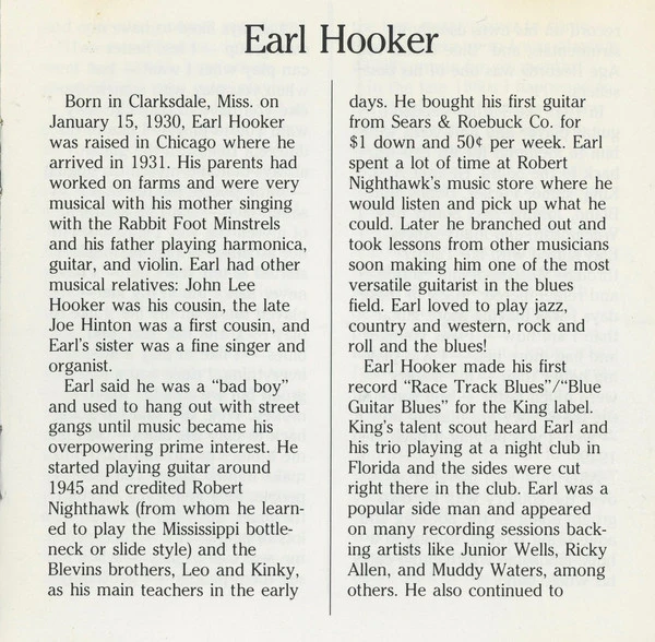 Earl Hooker - Two Bugs And A Roach (CD, Comp) (Near Mint (NM or M-)) - Image 4