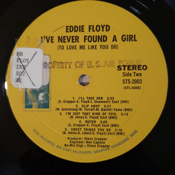 Eddie Floyd - I've Never Found A Girl (LP, Album, Mon) (Very Good Plus (VG+)) - Image 4