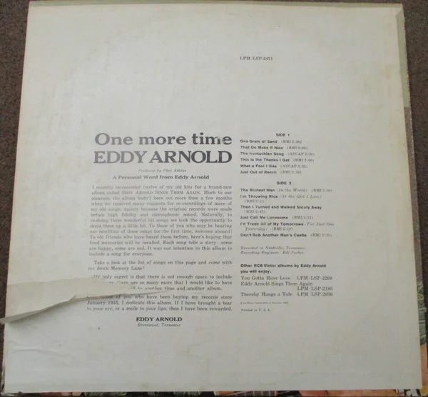 Eddy Arnold - One More Time (LP, Album, RP) (Very Good Plus (VG+)) - Image 2