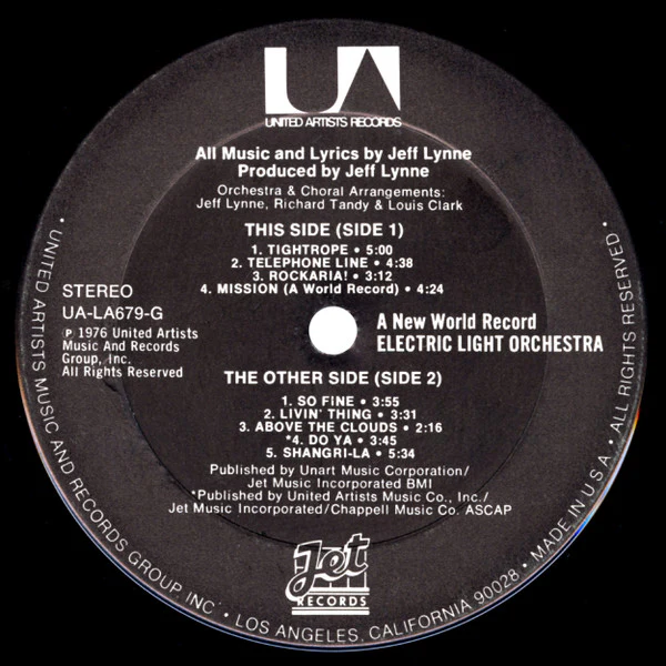 Electric Light Orchestra - A New World Record (LP, Album, Ter) (Very Good (VG)) - Image 3
