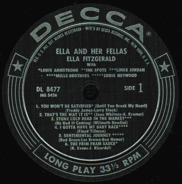 Ella Fitzgerald - Ella And Her Fellas (LP, Album, Mono, Glo) (Very Good (VG)) - Image 3