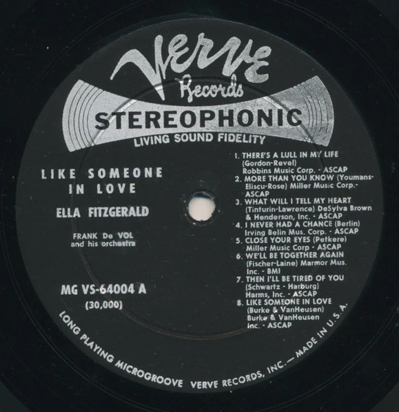Ella Fitzgerald / Frank De Vol And His Orchestra - Like Someone In Love (LP, Album, Ste) (Very Good (VG)) - Image 3