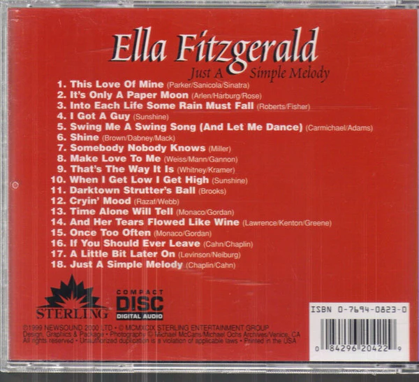 Ella Fitzgerald - Just A Simple Melody (CD, Comp) (Near Mint (NM or M-)) - Image 2