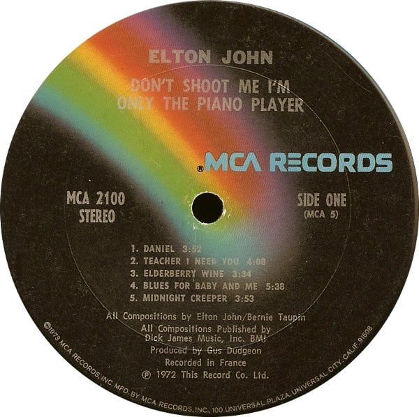Elton John - Don't Shoot Me I'm Only The Piano Player (LP, Album, RE, Gat) (Very Good Plus (VG+)) - Image 3