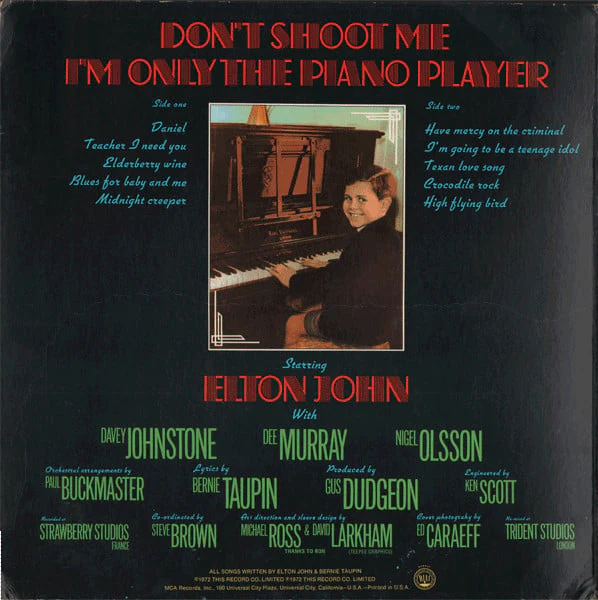 Elton John - Don't Shoot Me I'm Only The Piano Player (LP, Album, RE, Gat) (Very Good Plus (VG+)) - Image 4