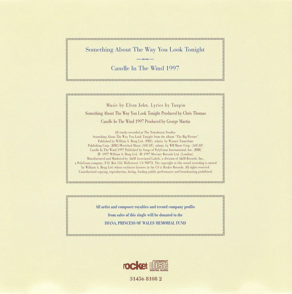 Elton John - Something About The Way You Look Tonight / Candle In The Wind 1997 (CD, Single) (Near Mint (NM or M-)) - Image 5