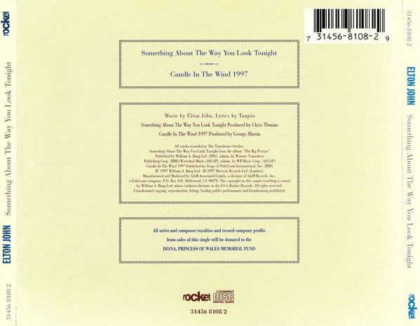 Elton John - Something About The Way You Look Tonight / Candle In The Wind 1997 (CD, Single) (Very Good (VG)) - Image 2