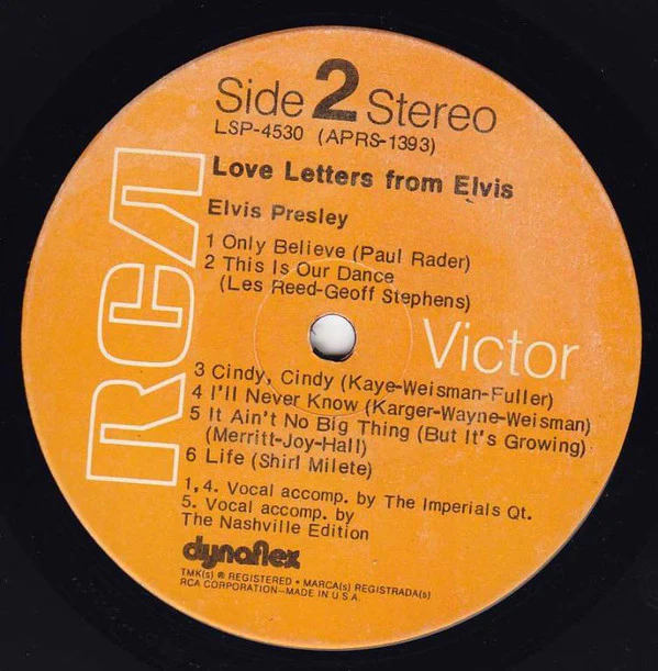 Elvis Presley - Love Letters From Elvis (LP, Album, Ora) (Very Good Plus (VG+)) - Image 4