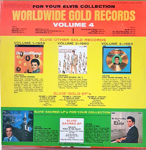 Elvis Presley - Elvis' Gold Records - Volume 4 (LP, Comp, RE, Tan) (Near Mint (NM or M-)) - Image 2