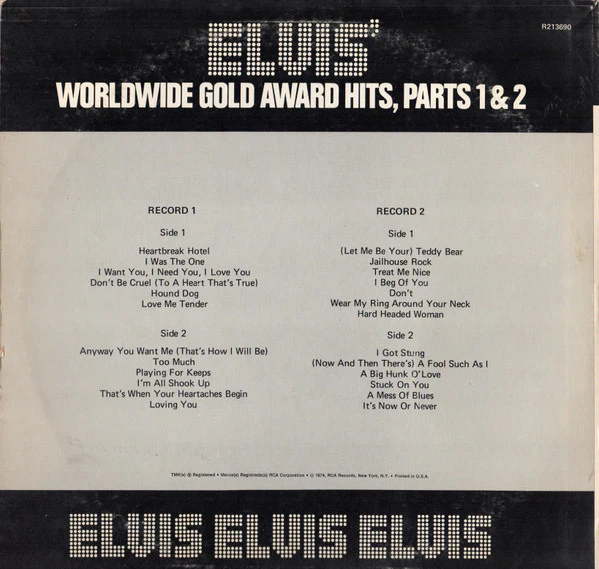 Elvis Presley - Worldwide Gold Award Hits, Parts 1 & 2 (2xLP, Comp, Mono) (Near Mint (NM or M-)) - Image 2