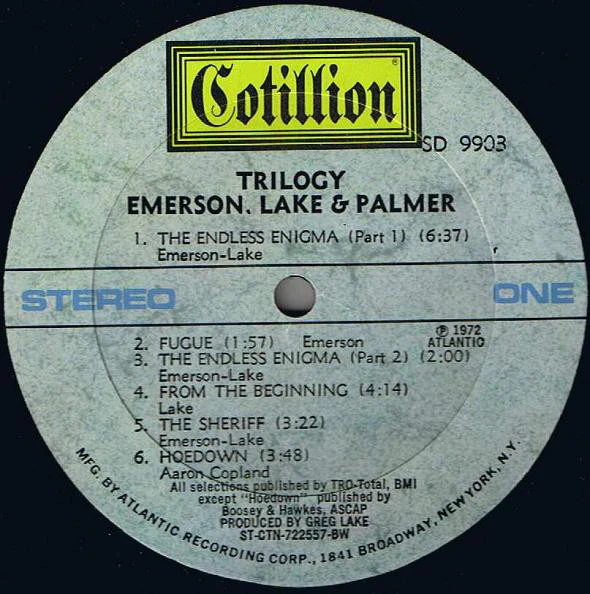 Emerson, Lake & Palmer - Trilogy (LP, Album, BW ) (Very Good (VG)) - Image 2