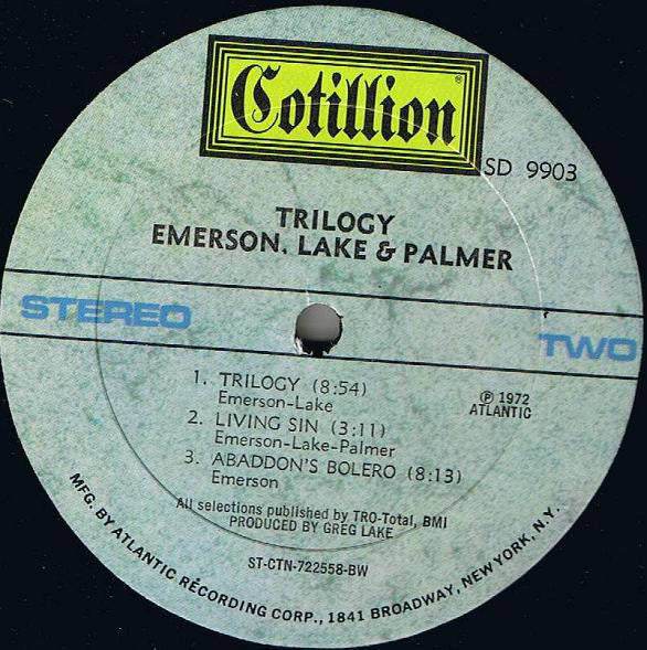 Emerson, Lake & Palmer - Trilogy (LP, Album, BW ) (Very Good (VG)) - Image 3